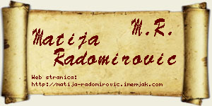 Matija Radomirović vizit kartica
